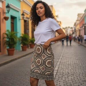 Loft petites geometric printed cotton skirt 2 2p